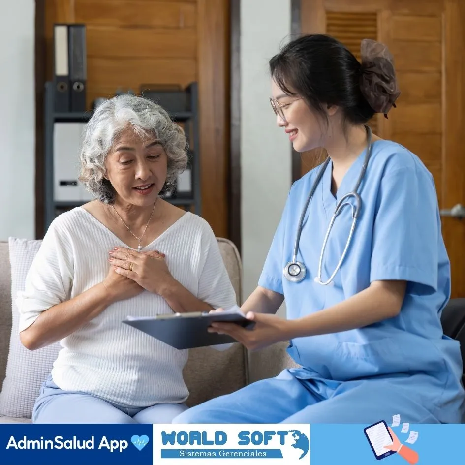 auxiliares de enfermería con adulta mayor y tablet