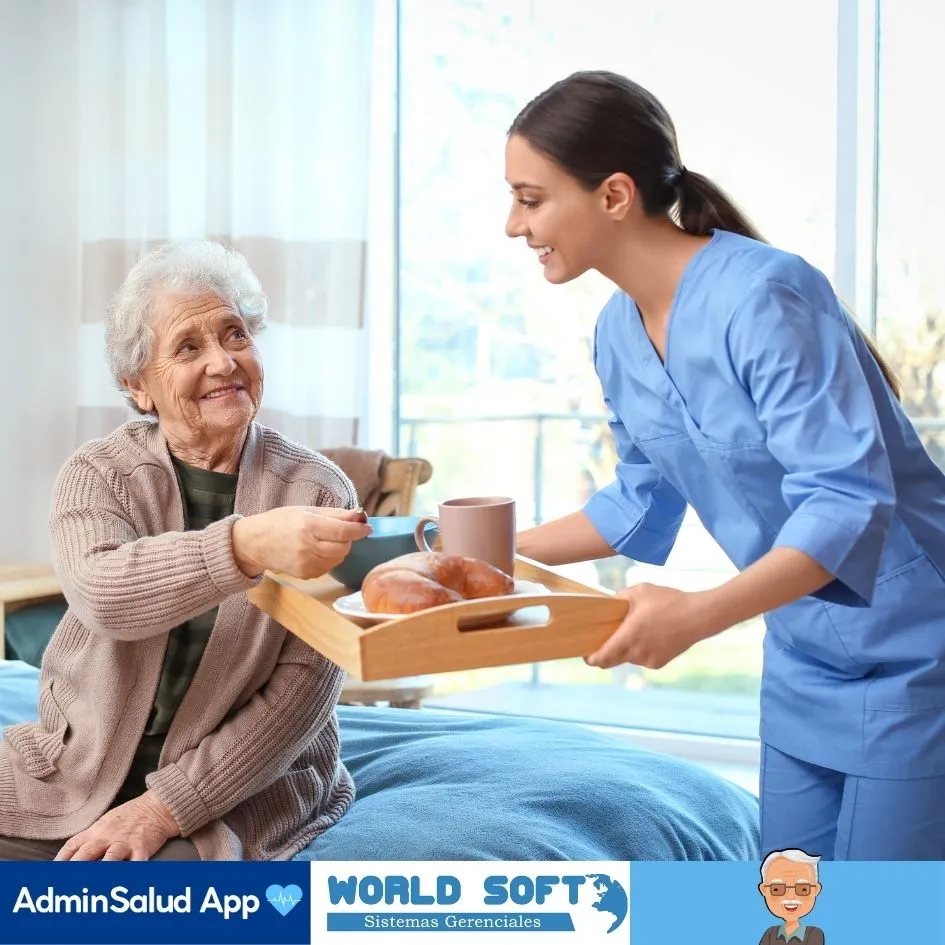 enfermera realizando el cuidado del adulto mayor