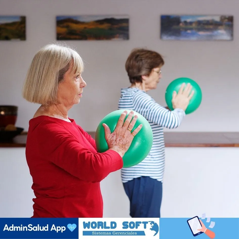 ejercicios para personas mayores con balon inflable