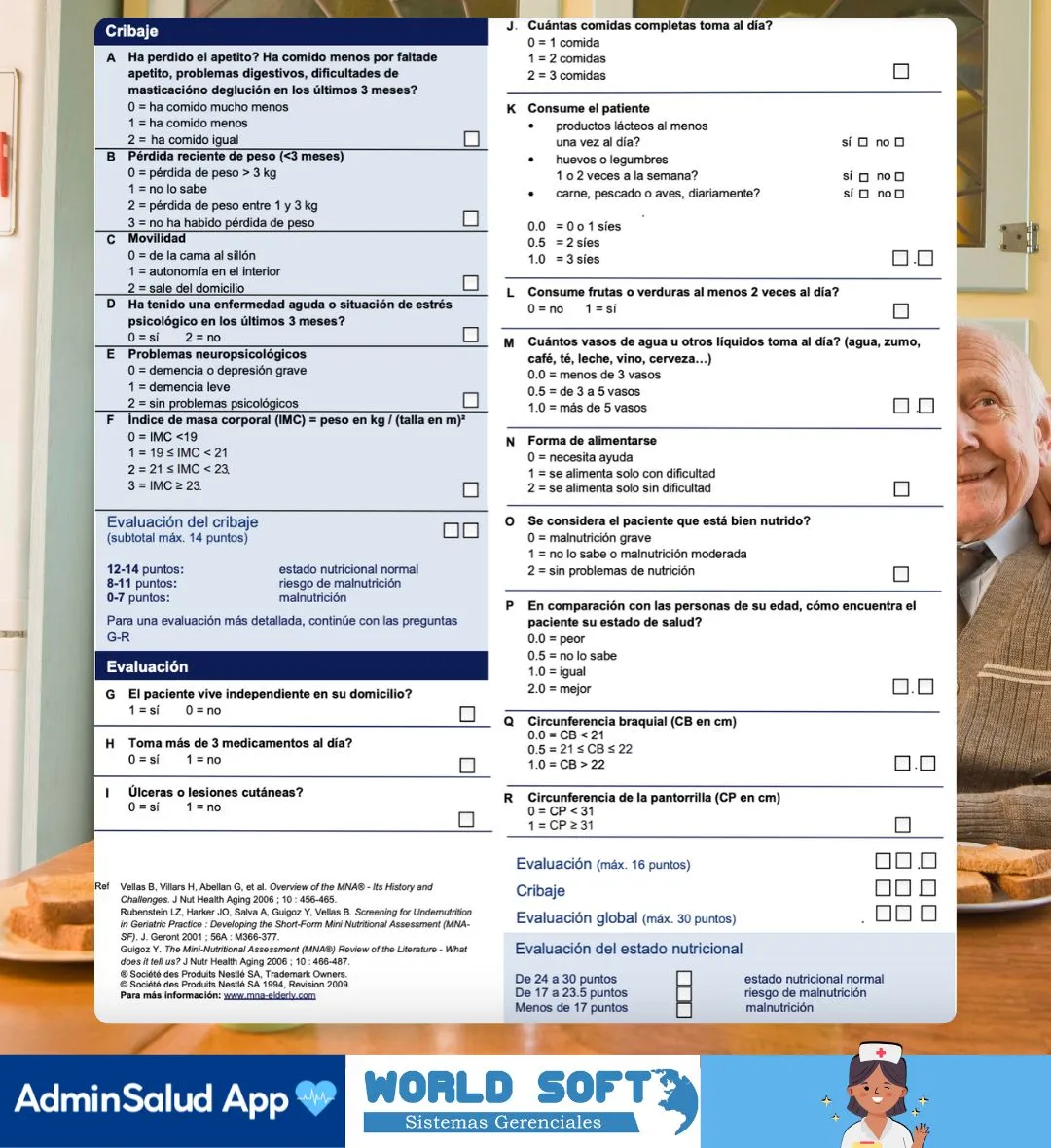 escala mini nutritional assessment (mna) para el cuidado geriátrico 