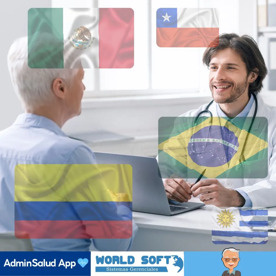 doctor atiende a un paciente de la tercera edad en países como colombia, brasil, méxico, chile y uruguay