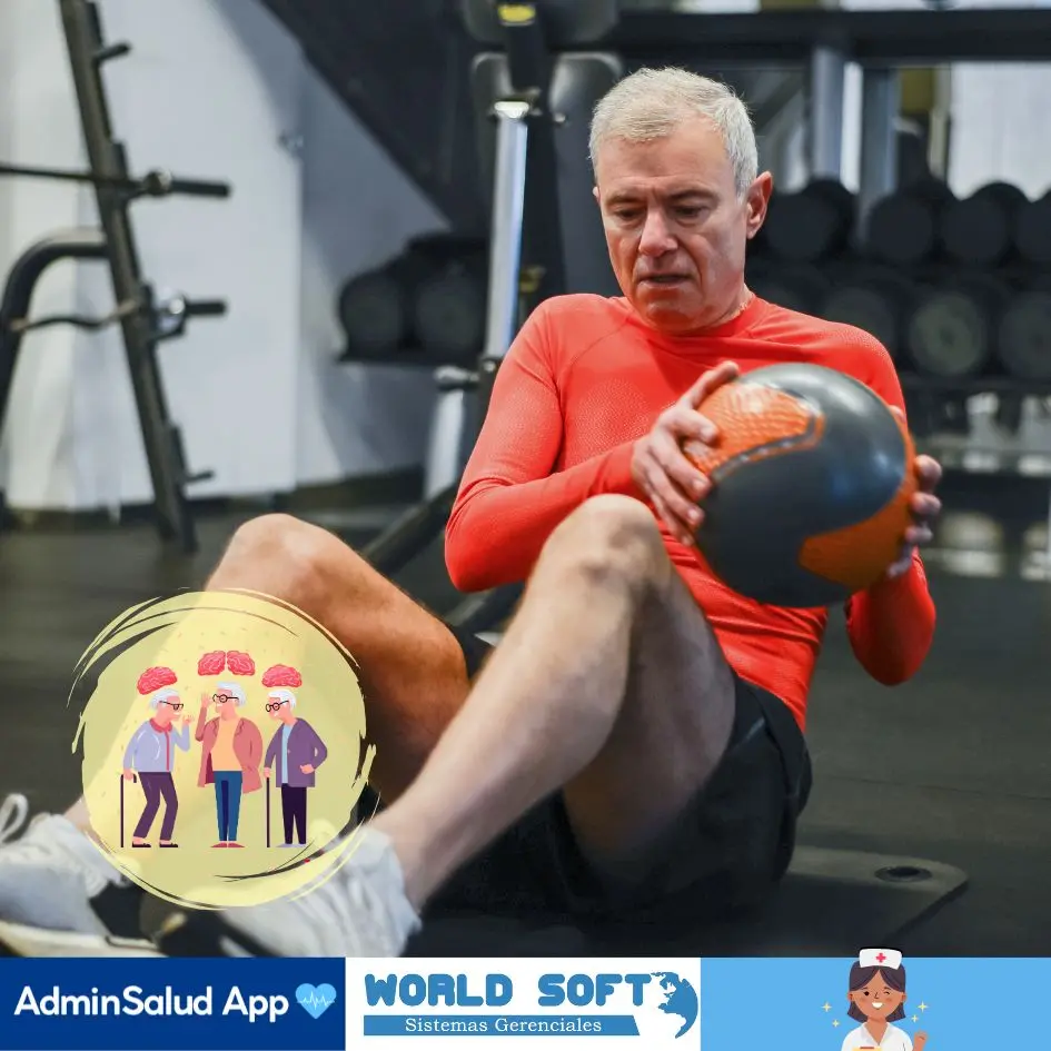 adulto mayor entrenando en un gimnasio