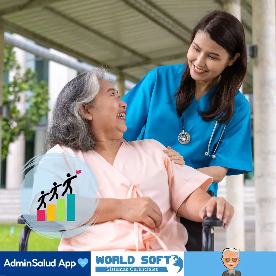 jefe de enfermería cuidando a un adulto mayor