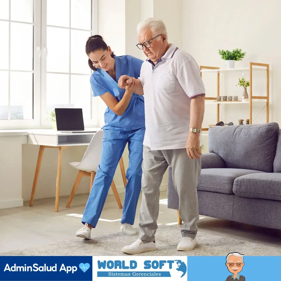 caminata asistida para cumplir con los cuidados básicos de enfermería geriátrica