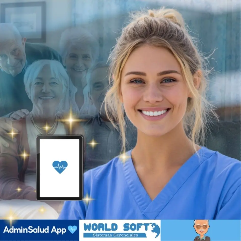jefe de enfermeras utiliza software para cuidados de enfermeria
