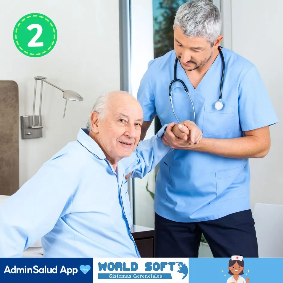 enfermero jefe atiende a un adulto mayor en un hogar geriátrico