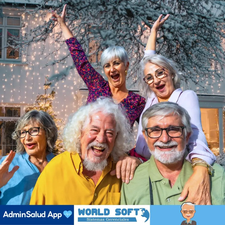 grupo de personas realizan actividades de navidad para la tercera edad