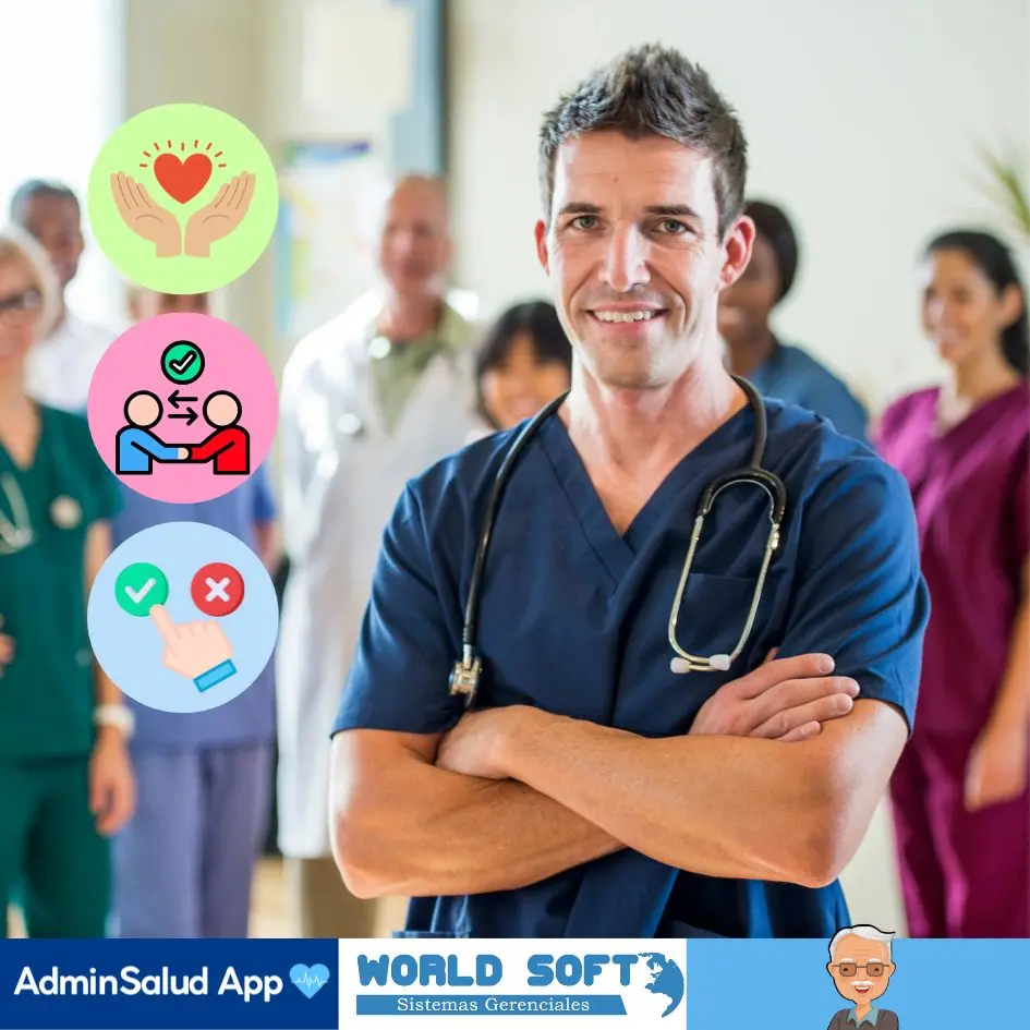 personal de cuidado con las 3 capas que conforman los cuidados generales de enfermería