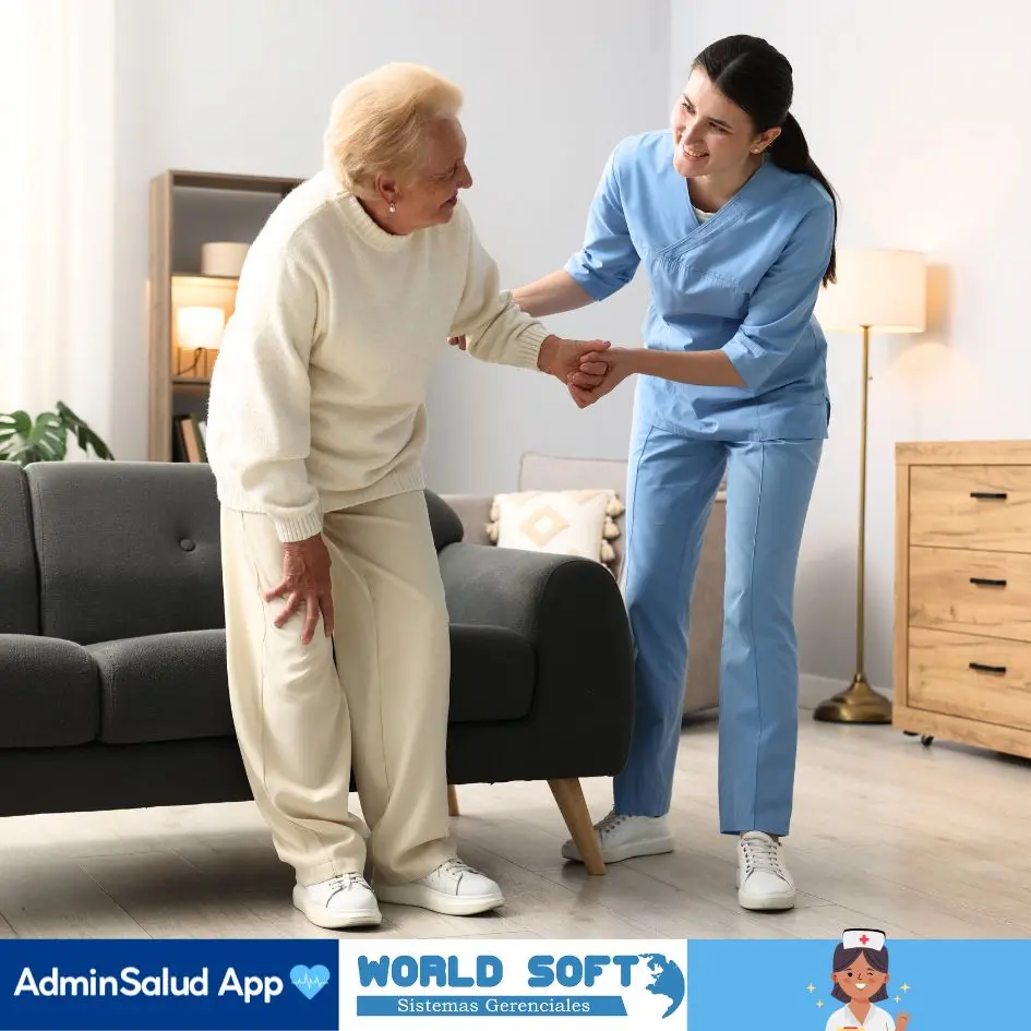 personal de cuidado y una adulta mayor juntas celebran el día de la enfermera