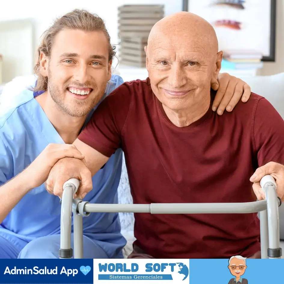 jefe de enfermeros asiste a un adulto mayor en hogar geriátrico