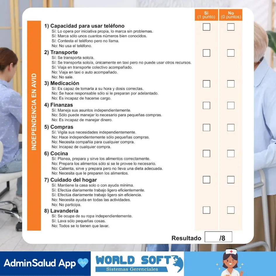 escala de lawton y brody para identificar la autonomía de una adulto mayor